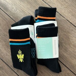 Bombas Black Socks with Orange and Blue Stripes